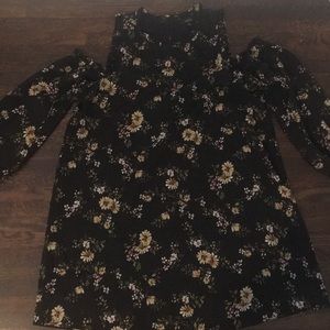 Black floral cold shoulder dress